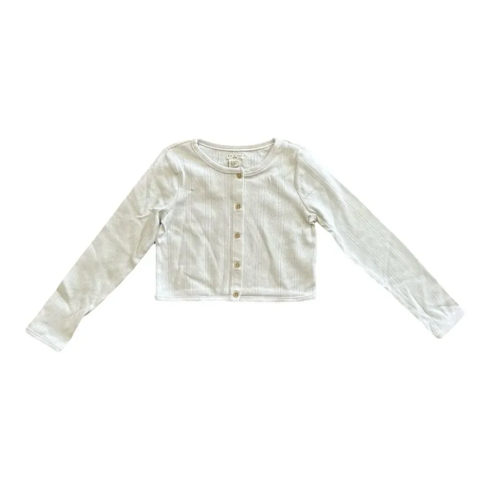 Max Studio Kids Girls 4-Pc Eyelet Top Cardigan Wide Leg Pants Set Size 7/8